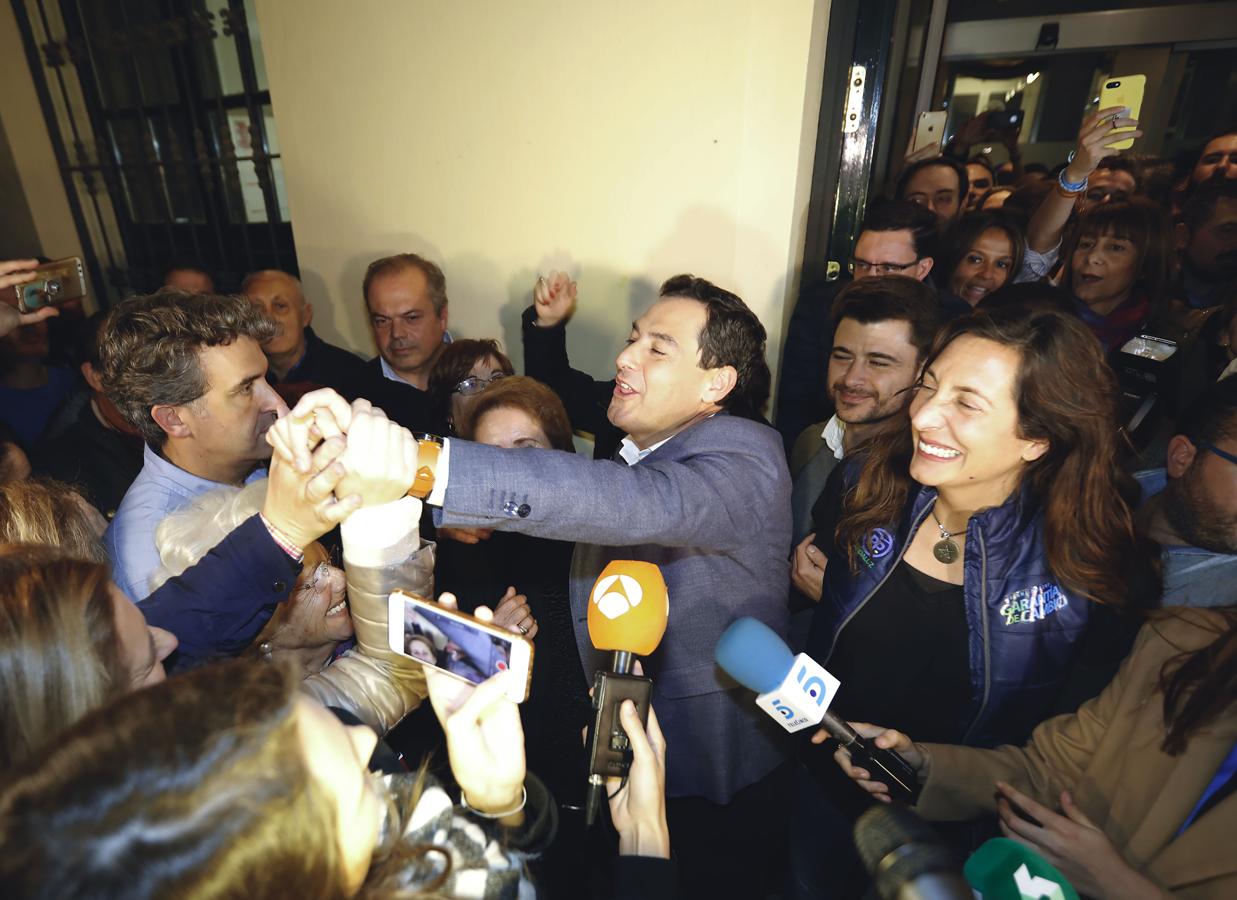 Euforia en la sede regional del Partido Popular tras conocer los resultados de las elecciones andaluzas