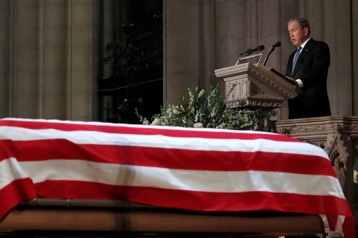 George W. Bush hijo, durante la lectura de su discurso. 
