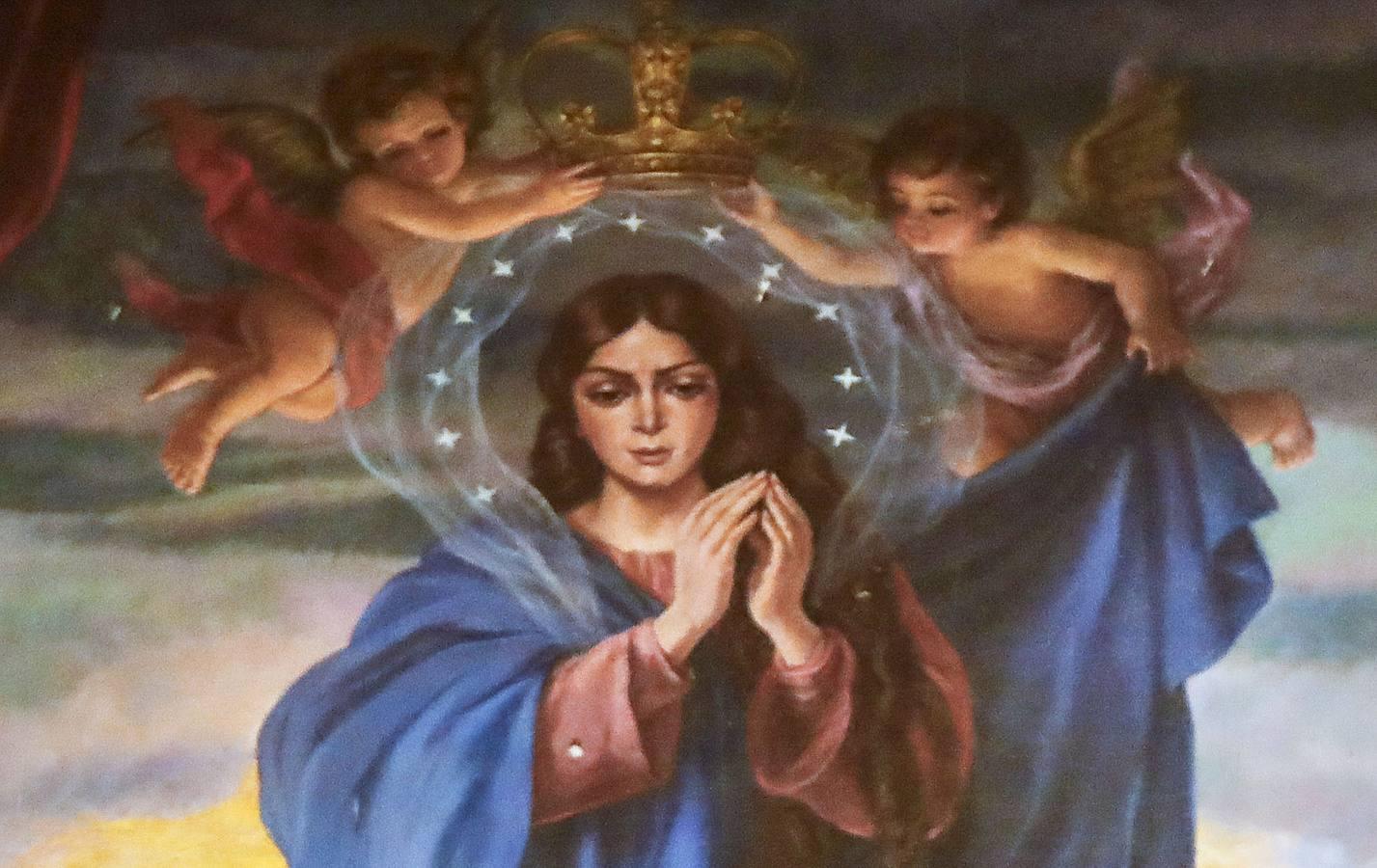 Proclamación del dogma de la Inmaculada (Catedral de Sevilla). Cuadro colosal de Alfonso Groso pintado en 1966 y que representa a la Inmaculada con la cara de la Macarena