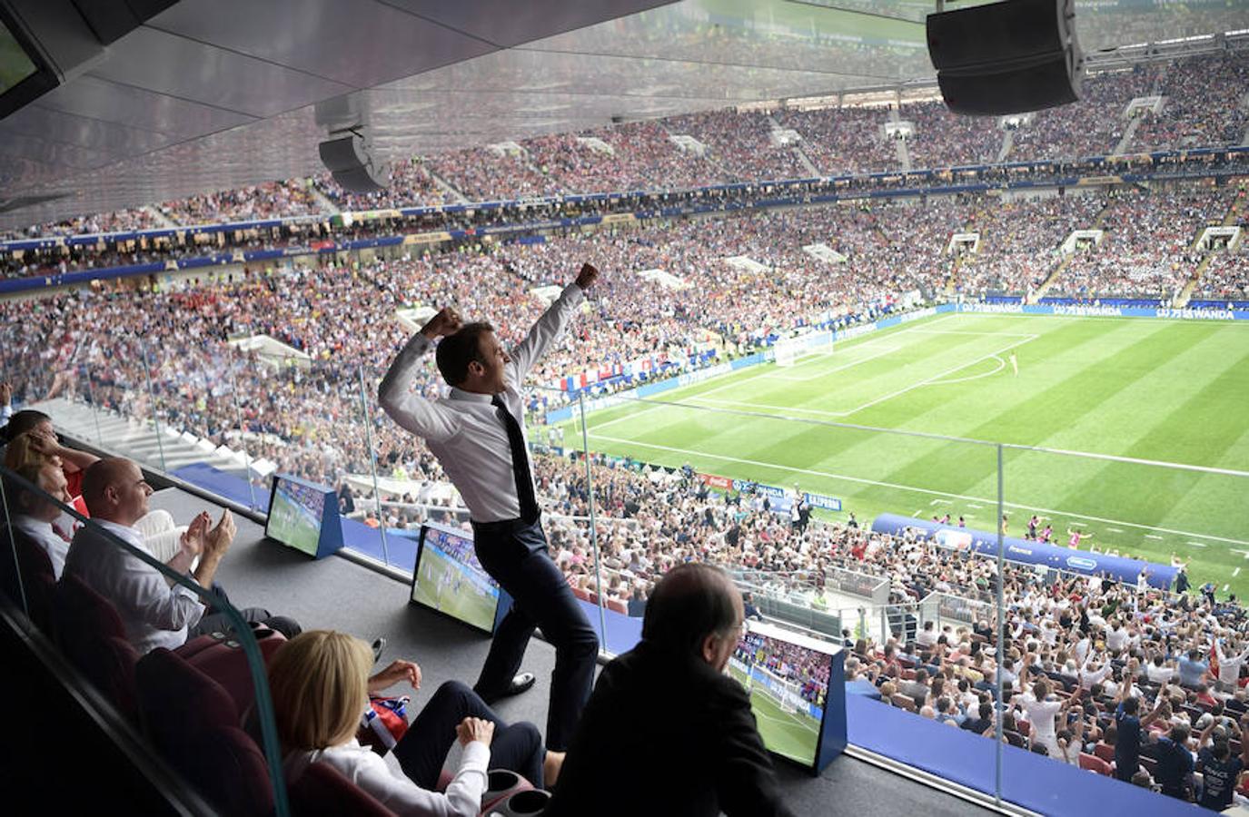 Macron celebra la victoria de Francia en el Mundial de Rusia 2018. 