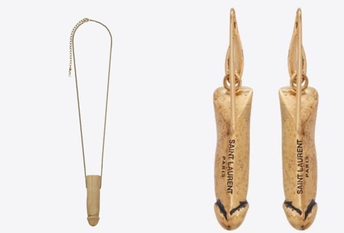 Yves Saint Laurent. La colección de bisutería que ha lanzado Yves Saint Laurent ha superado todas las xpectativas. Y no hablamos precisamente del precio, sino de la forma que han ido adquiriendo sus complementos. Tanto pendientes como colgantes han adquirido la forma de penes y se han convertido en una de las piezas más buscadas del año. Su precio oscila entre los 250 y 600 euros.