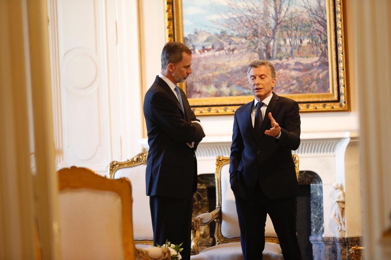 Mauricio Macri. El Rey, junto al presidente argentino.