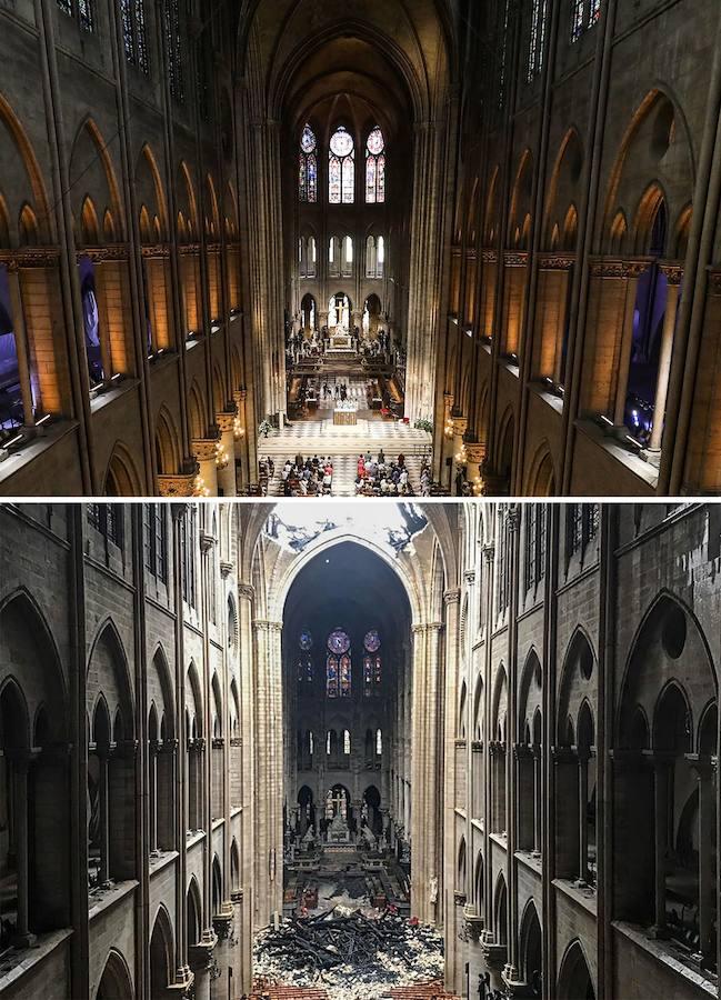 Comparativa del antes y el después de la catedral. 