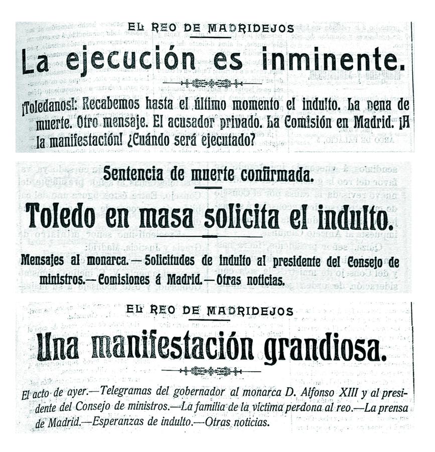 Titulares alusivos al caso publicados en «El Eco Toledano». 