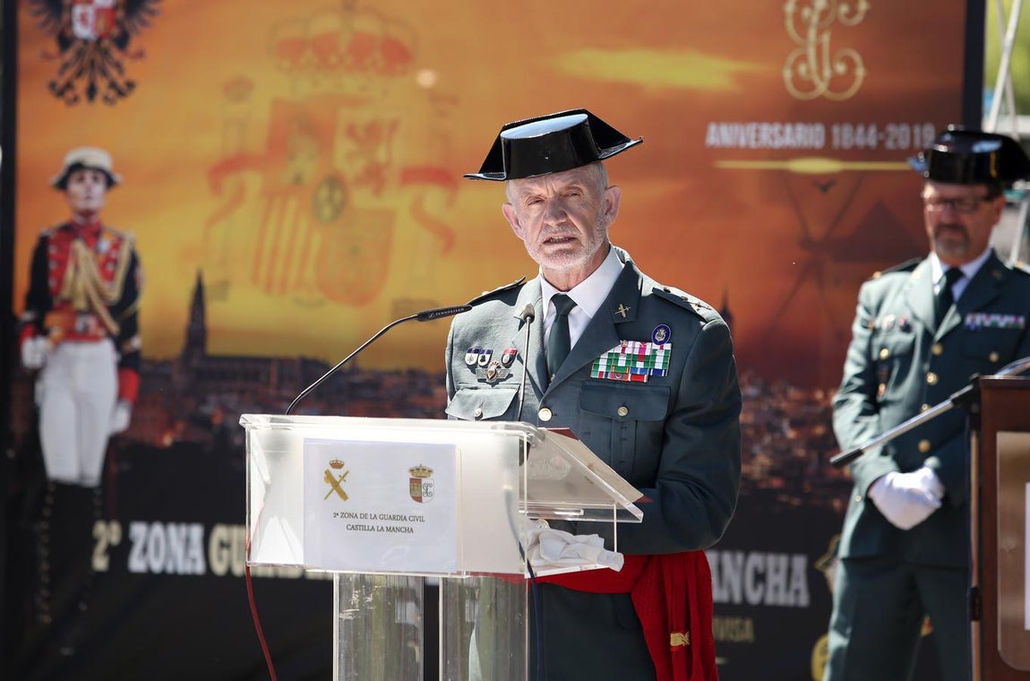 El general Llamas, durante su discurso