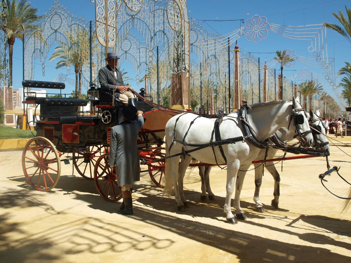 Un coche de caballos esperando a las flamencas