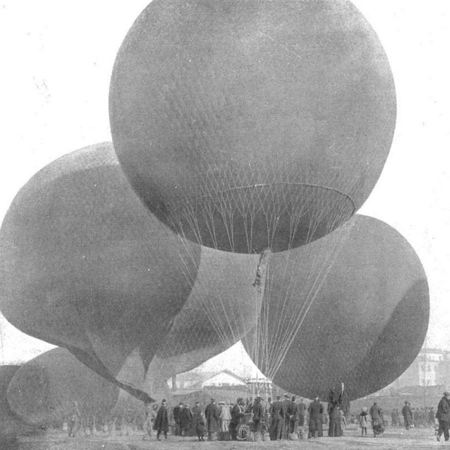 El globo Neptuno en concurso de aerostatos celebrado en el Real Aero Club de Madrid en 1913. Mundo Gráfico. 