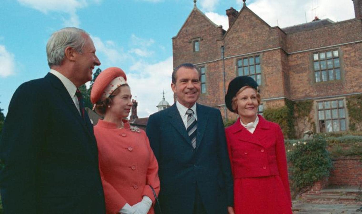 Los presidentes de la Reina. A Richard Nixon le conoció la Reina en 1970. En la imagen, el primer ministro británico Edward Heath, Doña Isabel II, el presidente Richard Nixon y la primera dama Pat Nixon en Chequers.
