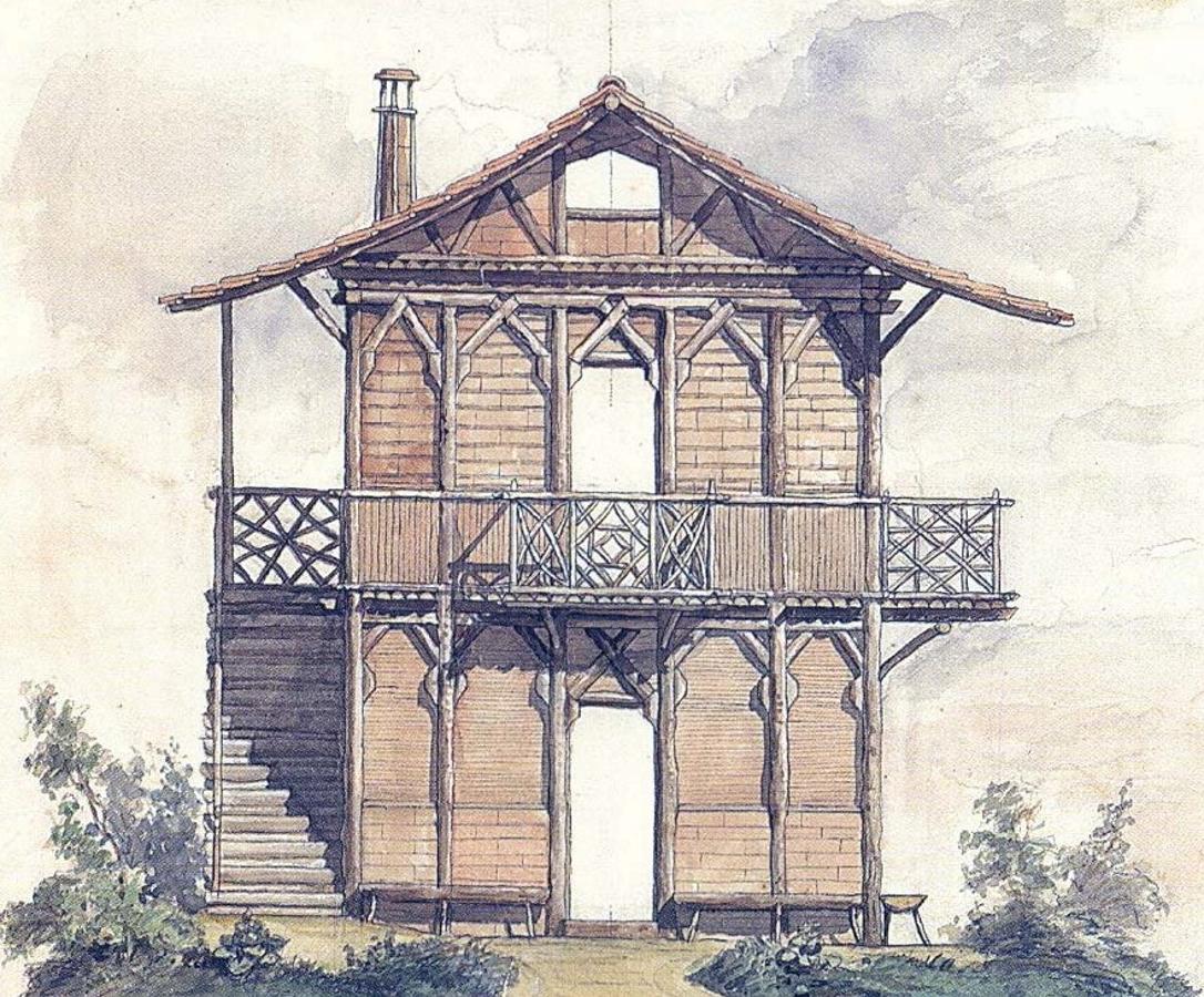 Dibujo sin firmar de la Casa Rústica. Puede corresponderse con el entregado por el pintor Ángel Ludeña al Ayuntamiento en 1871. Archivo Municipal de Toledo. 