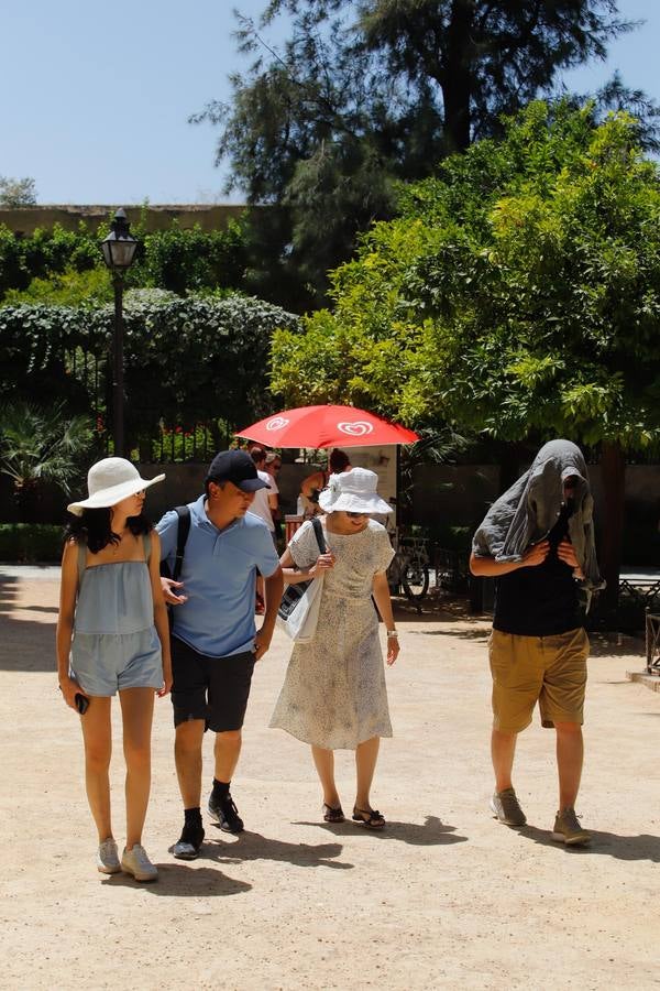 Los turistas bajo el calor de Córdoba, en imágenes
