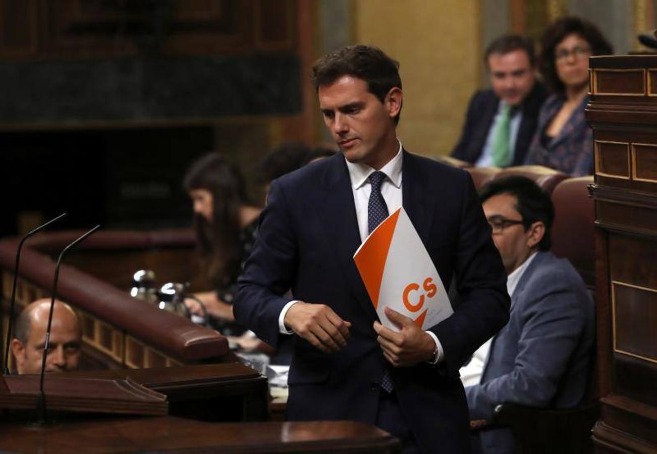 El líder de Ciudadanos, Albert Rivera, antes de su intervención. 