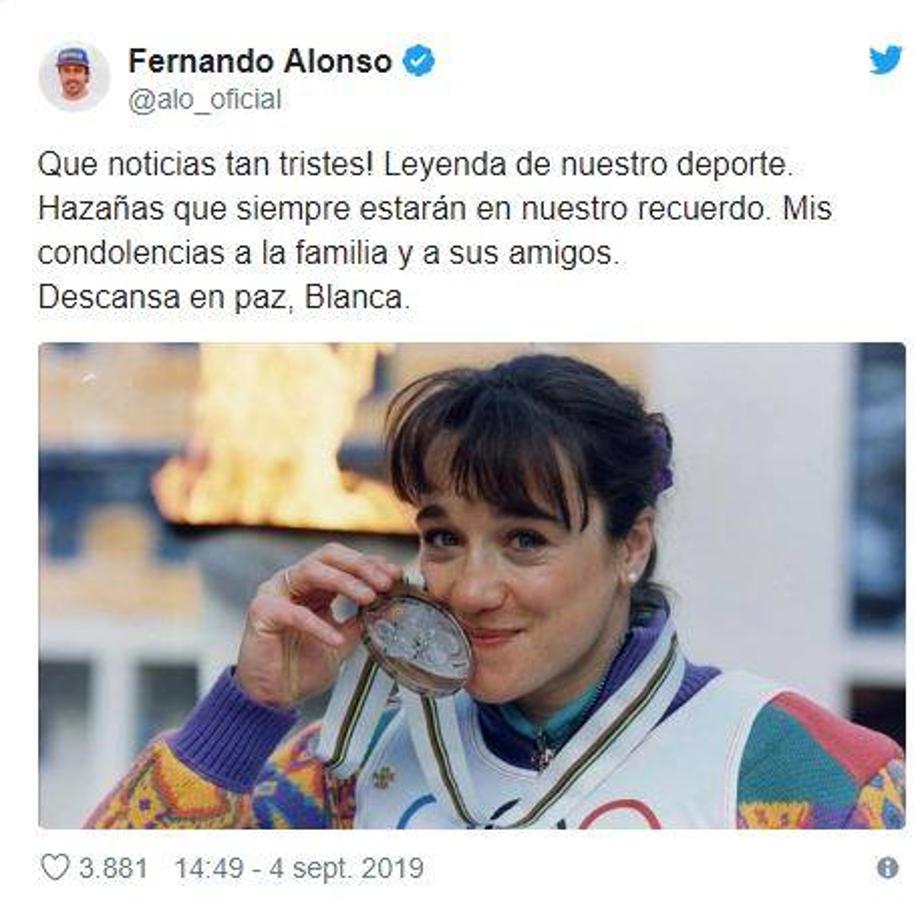 Los famosos se vuelcan en redes tras la muerte de Blanca Fernández Ochoa