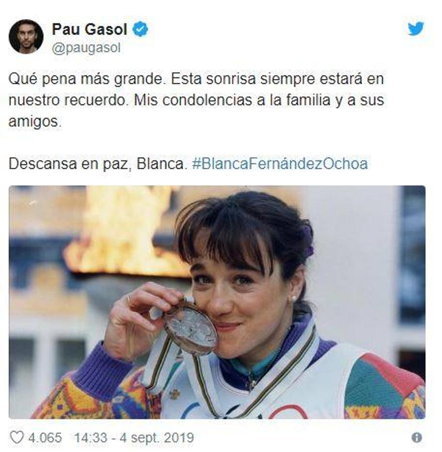 Los famosos se vuelcan en redes tras la muerte de Blanca Fernández Ochoa