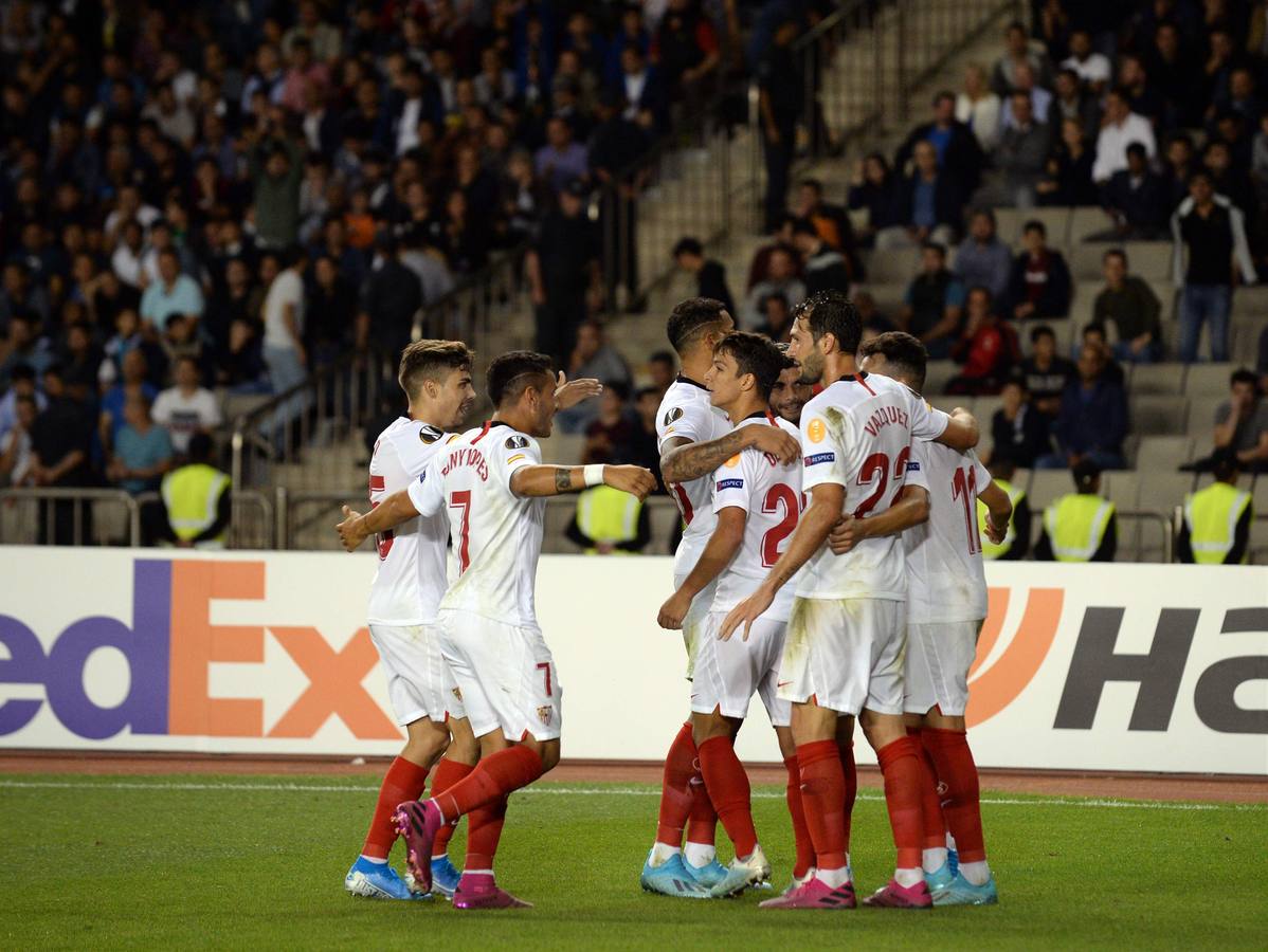 Las mejores imágenes del Qarabag - Sevilla Fútbol Club en Bakú (0-3)