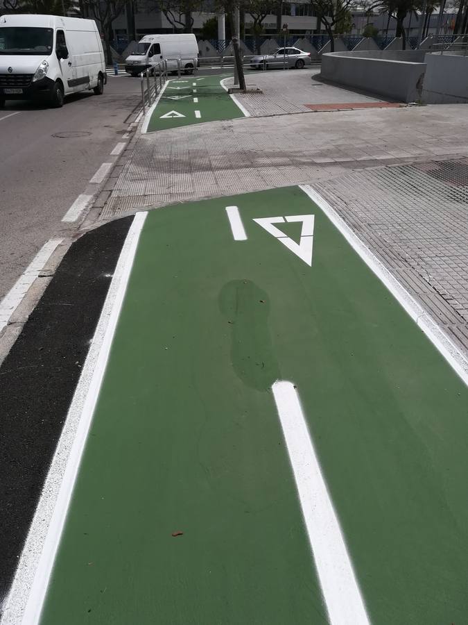 FOTOS: El carril bici de Cádiz, lleno de charcos