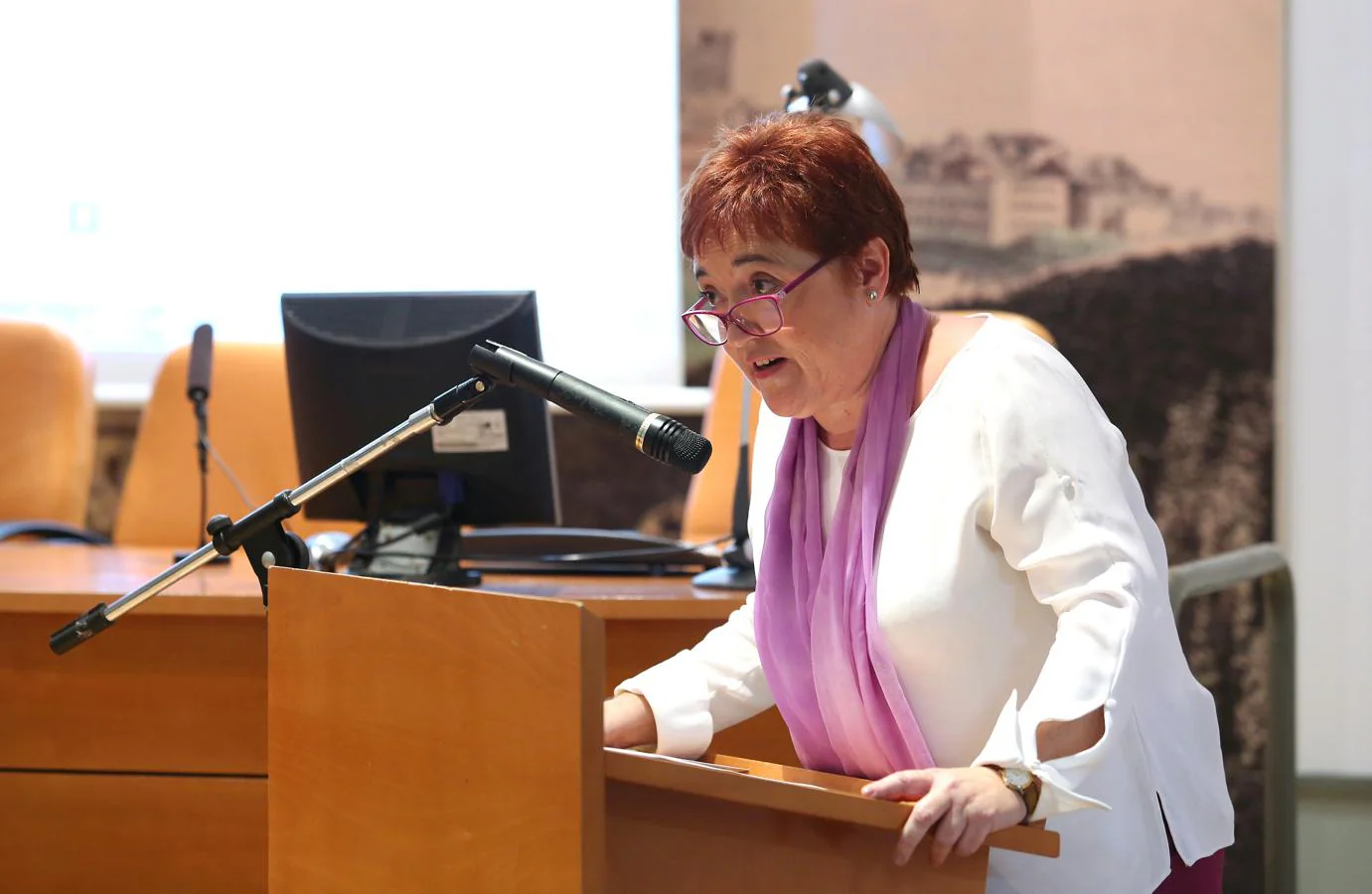 Una emocionada Carmen Morales, actual directora de la Biblioteca de Castilla-La Mancha. 