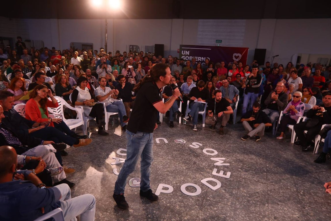 Pablo Iglesías participa en un mitín de Podemos en Jerez