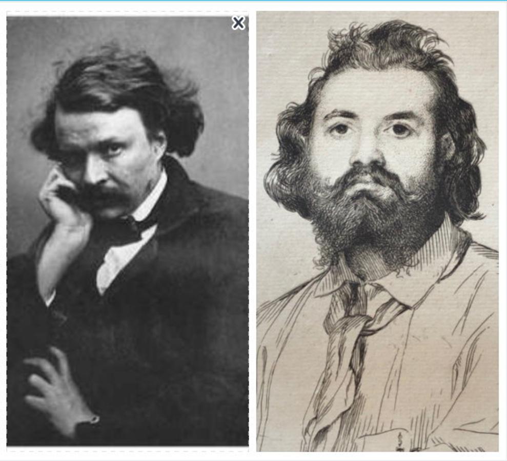 Dos viajeros franceses que pasaron por el Lino en 1864, Théophile Gautier (izquierda) y Zacharie Astruc (derecha). 