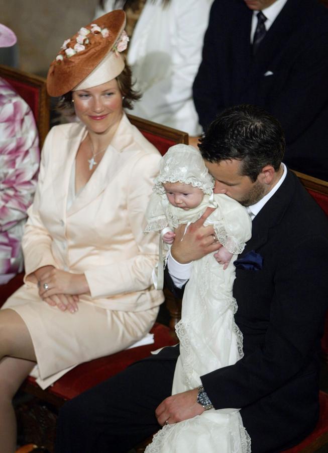 Marta Luisa de Noruega y Ari Behn en el bautizo de Maud Angelica. 