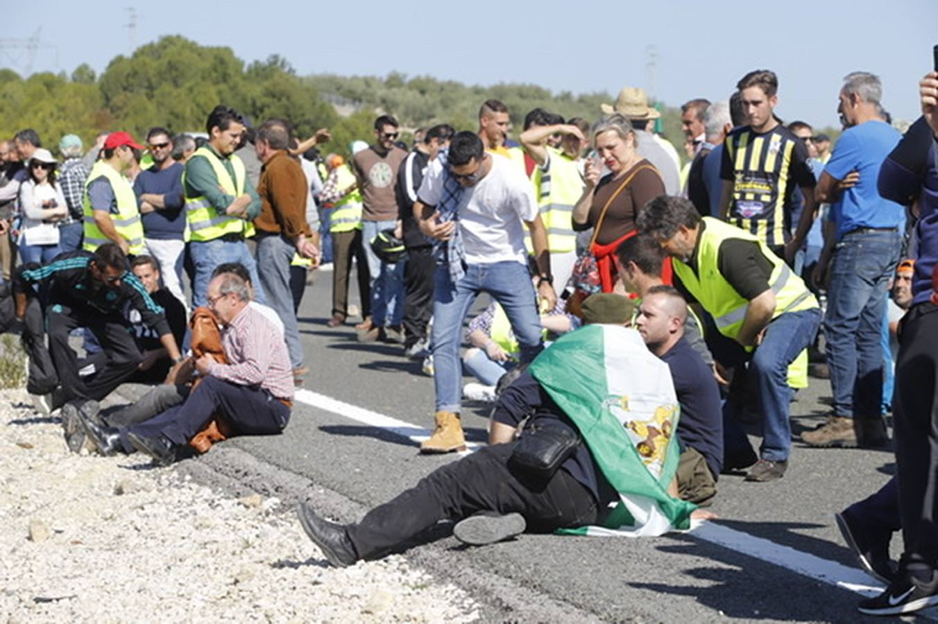 Tráfico multa a los agricultores que se concentraron en  la Autovía del Olivar contra los precios del campo