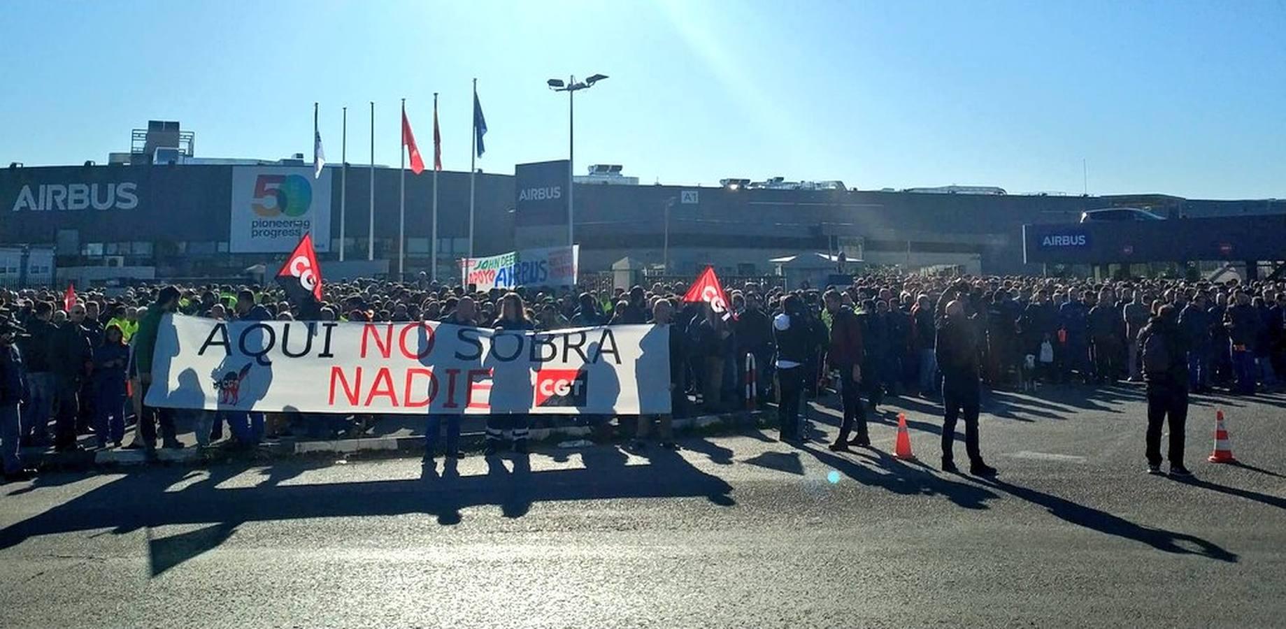 Concentración de trabajadores de Airbus en Sevilla