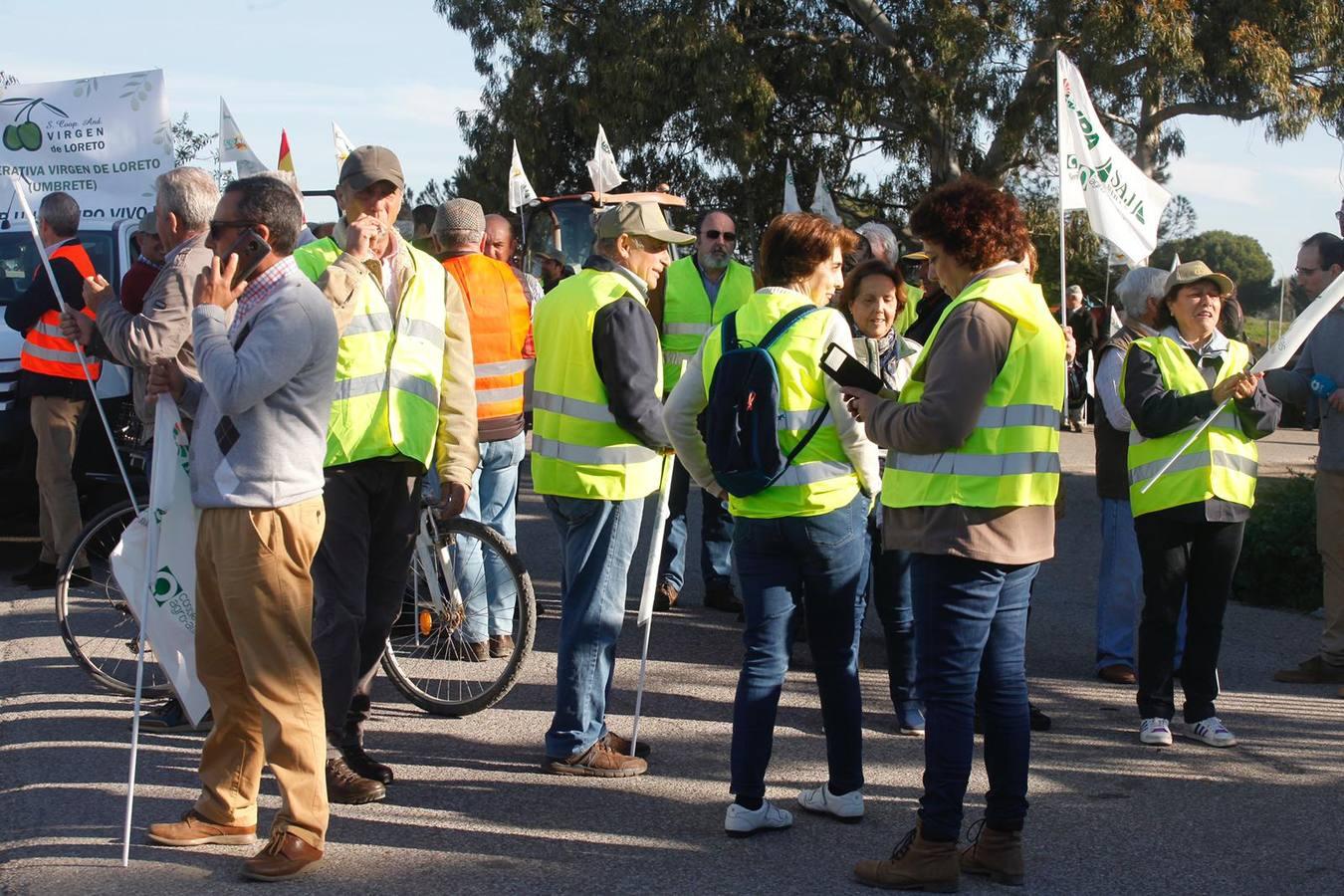 La tractorada corta la autovía que une Sevilla y Huelva, la A-49, en imágenes