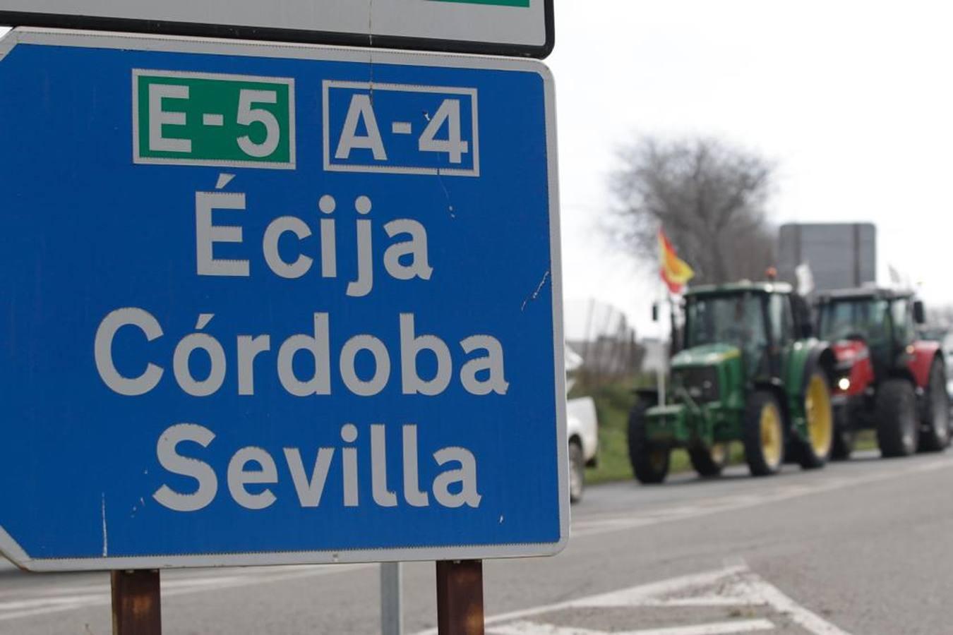 En imágenes, la tractorada de agricultores en la autovía A-4