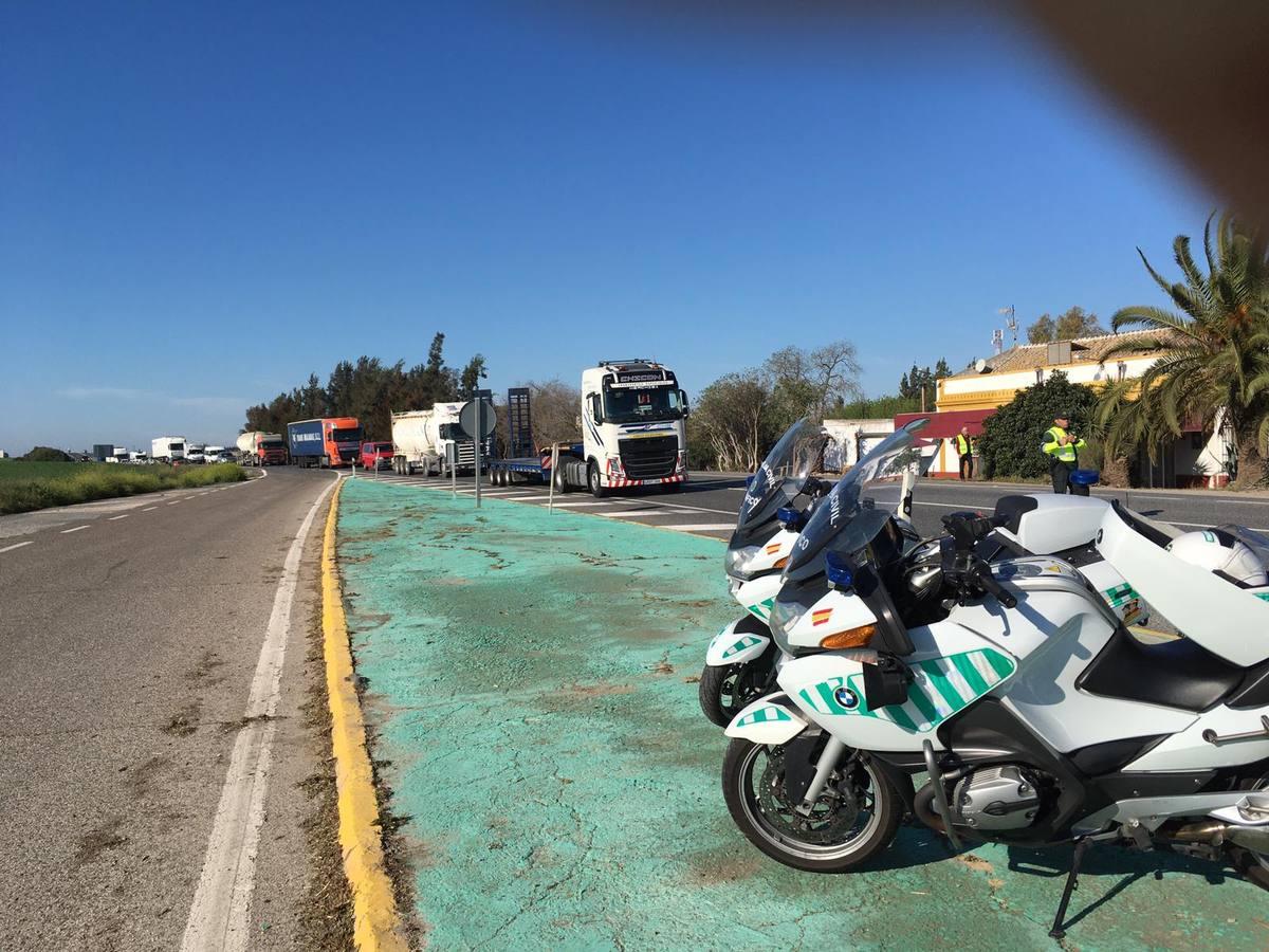 Fotogalería: los tractores, en la autopista de Sevilla-Cádiz, AP-4