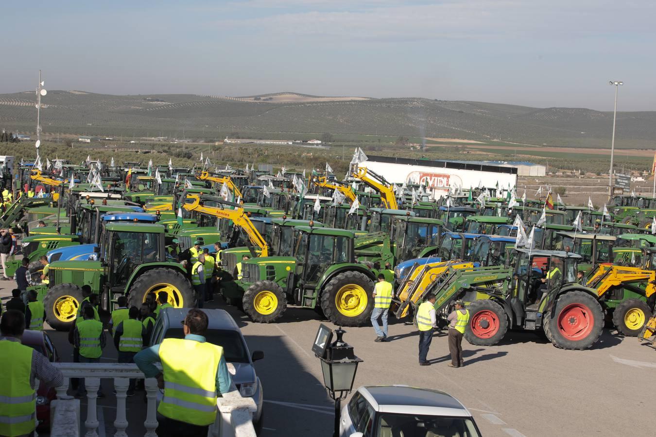 Las imágenes del corte de la autovía A-92 por las tractoradas en Sevilla