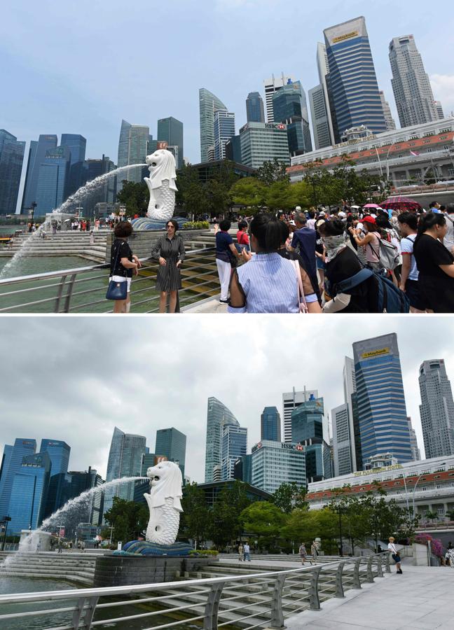 Merlion Park, Singapur. El Merlion Park es la casa del Merlion, el símbolo turístico de Singapur por excelencia, un león con cola de pez, como si de una sirena felina se tratara.