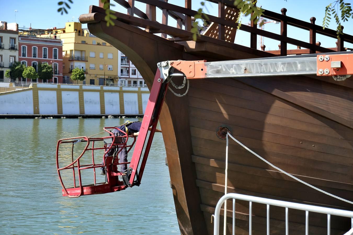 Las imágenes de la réplica de la Nao Victoria 500 en el Guadalquivir