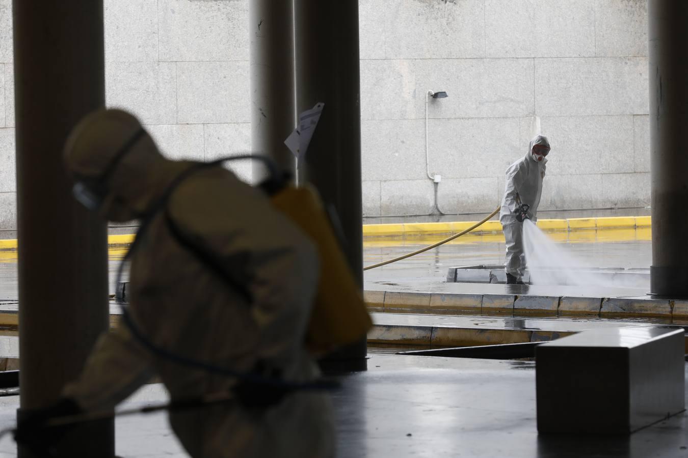 En imágenes, la UME inicia en Córdoba la desinfección contra el coronavirus