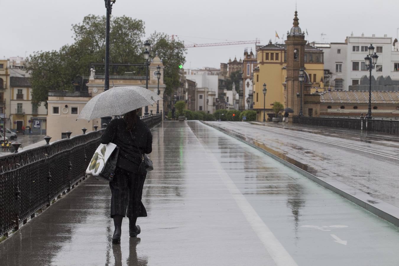 En imágenes, el coronavirus y la lluvia traen una estampa fantasmal de Sevilla