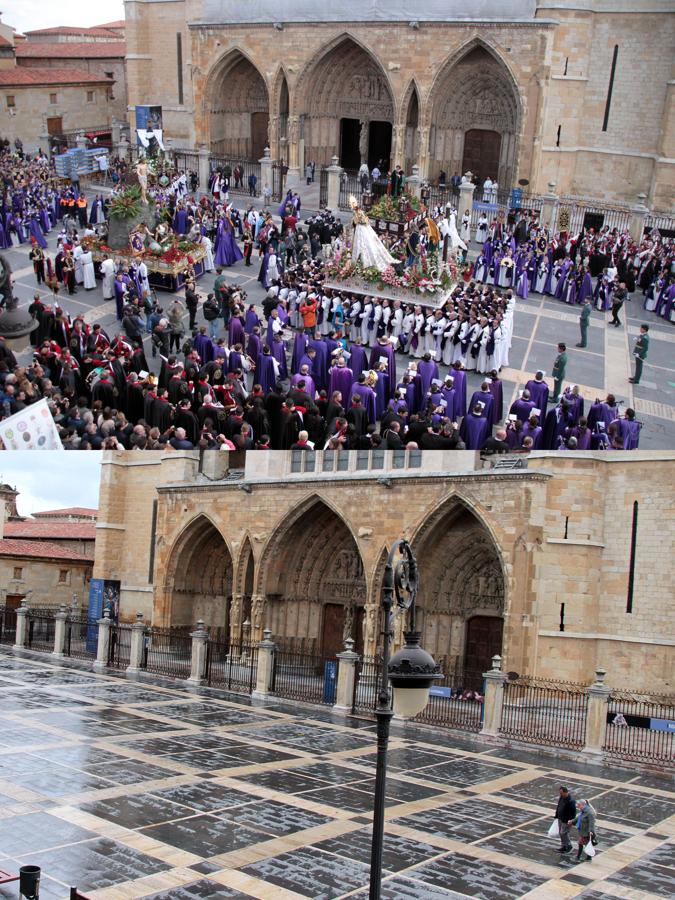 Procesión del Encuentro ante la Catedral de León