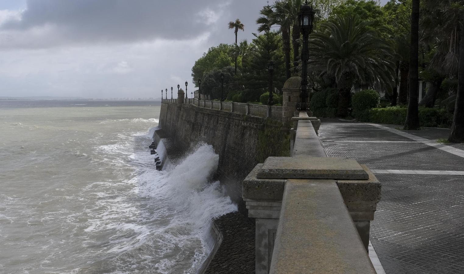 Fotos: El temporal y el confinamiento dibujan una Cádiz desangelada