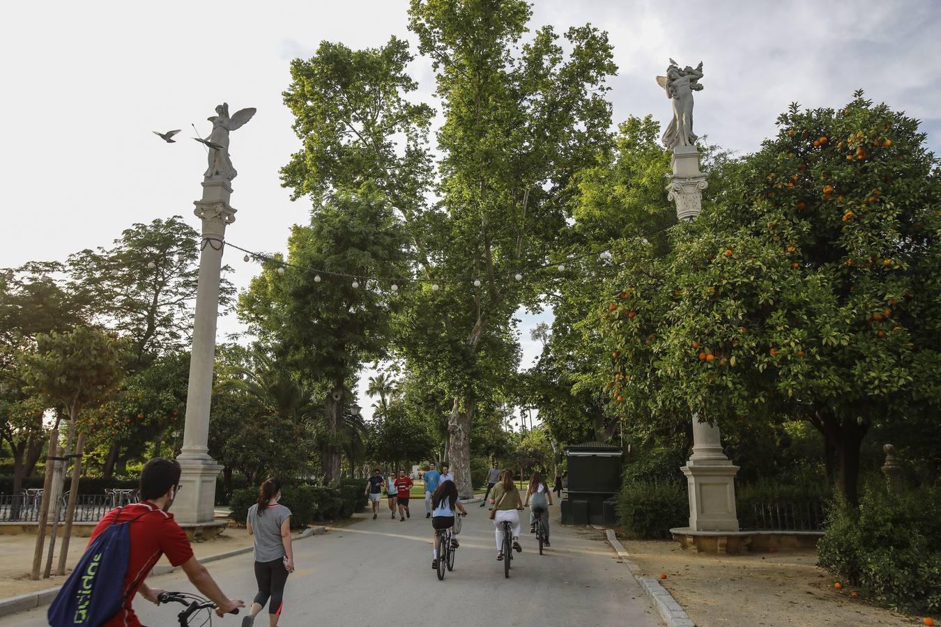 Deportistas y paseantes toman las calles de una Sevilla desescalada