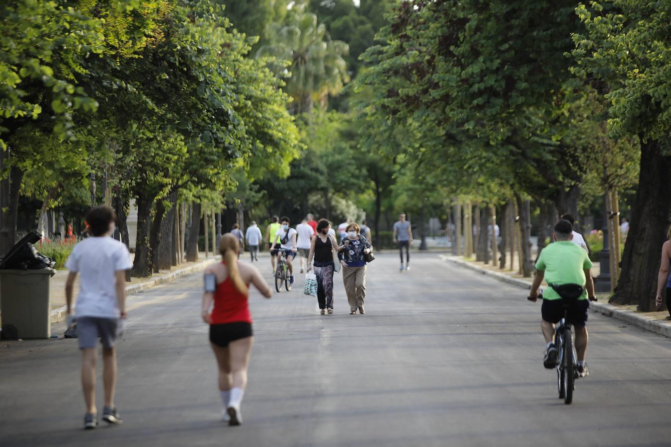 Deportistas y paseantes toman las calles de una Sevilla desescalada