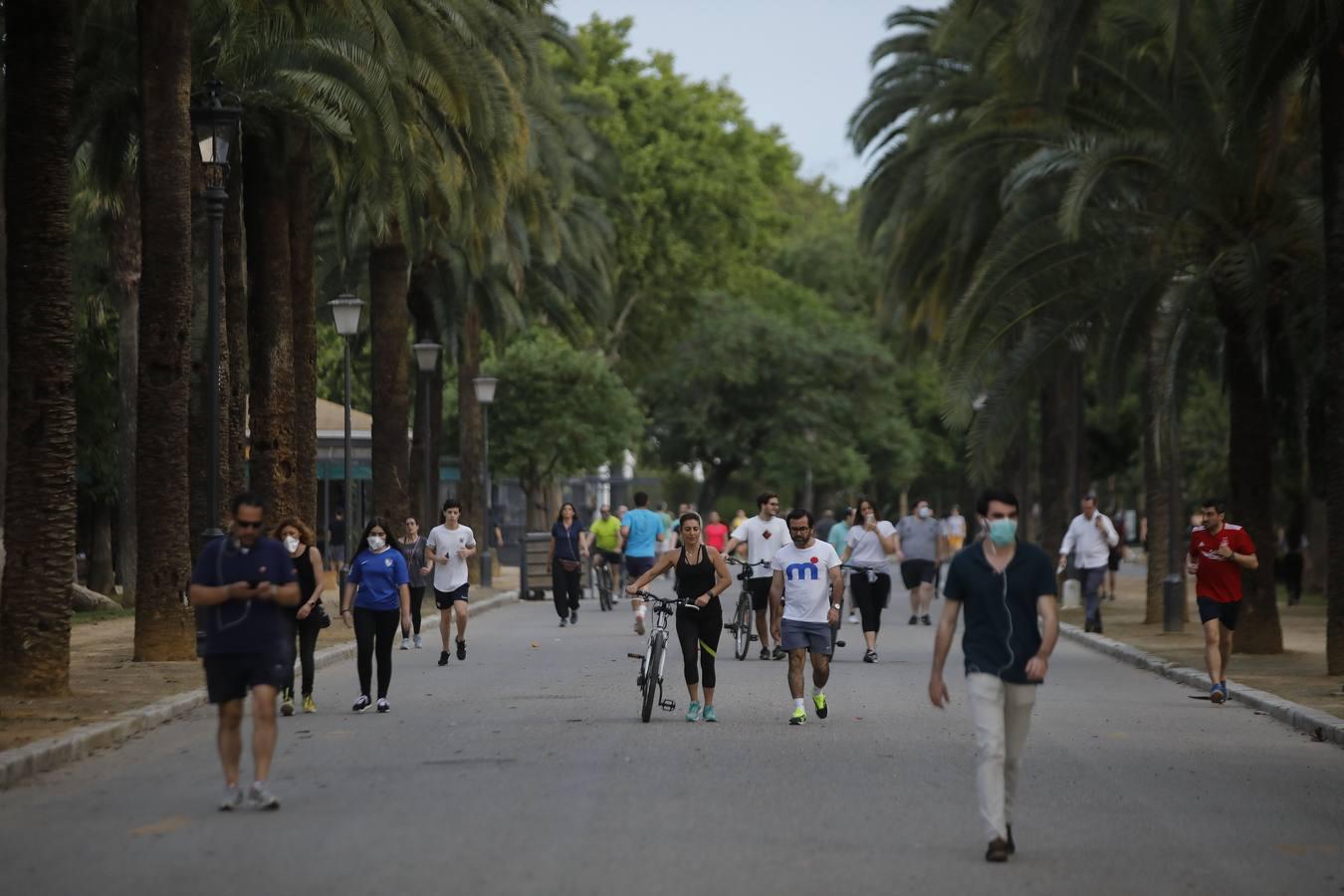 Deportistas y paseantes toman las calles de una Sevilla desescalada