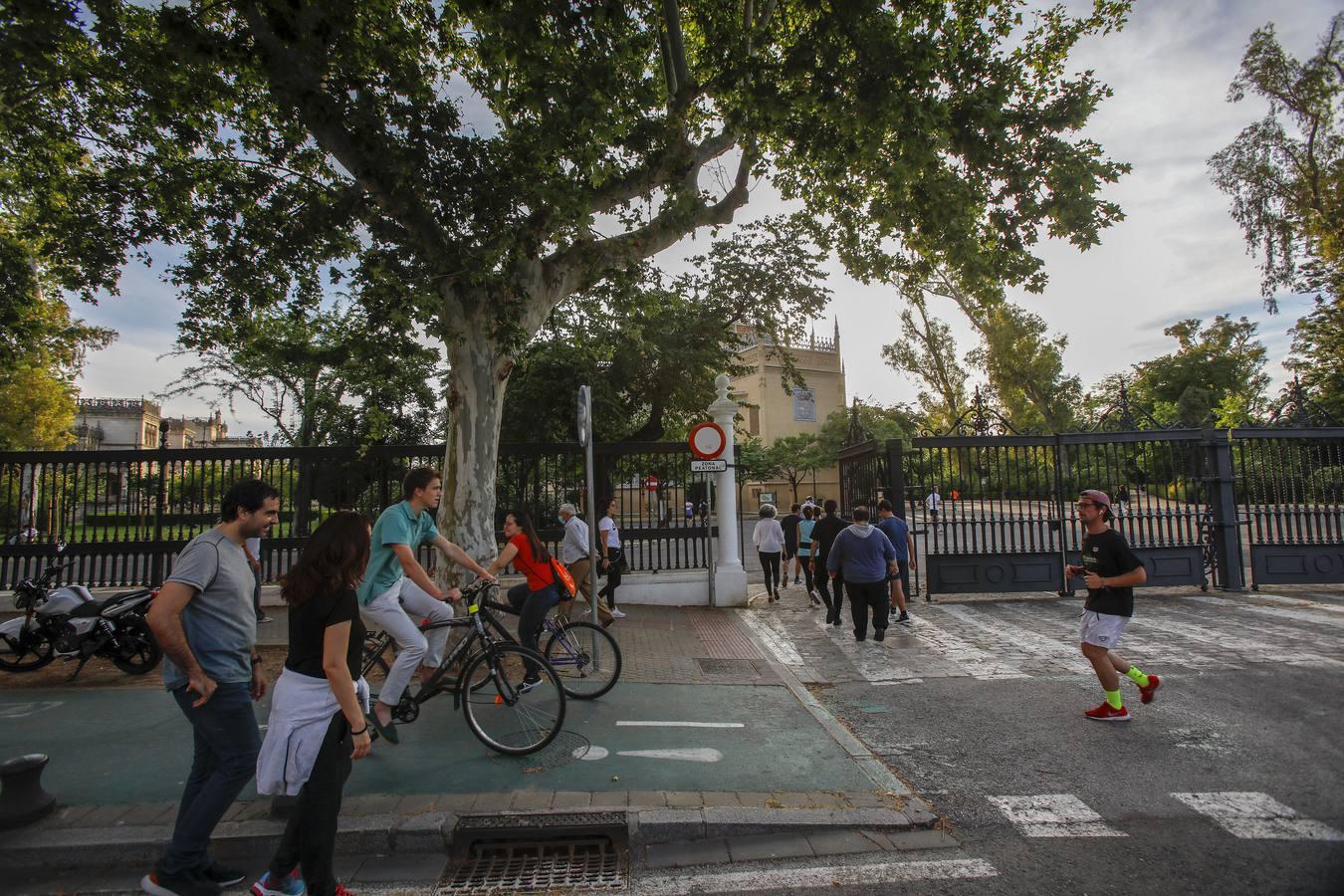 Deportistas y paseantes toman las calles de una Sevilla desescalada