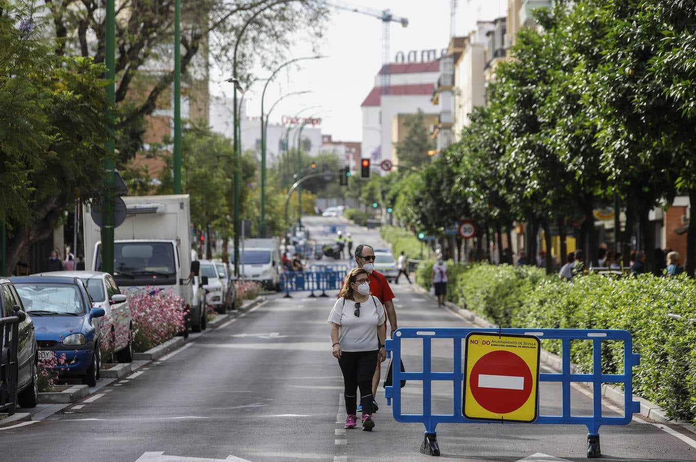 «Buen funcionamiento» del primer día de peatonalización de grandes vías en Sevilla