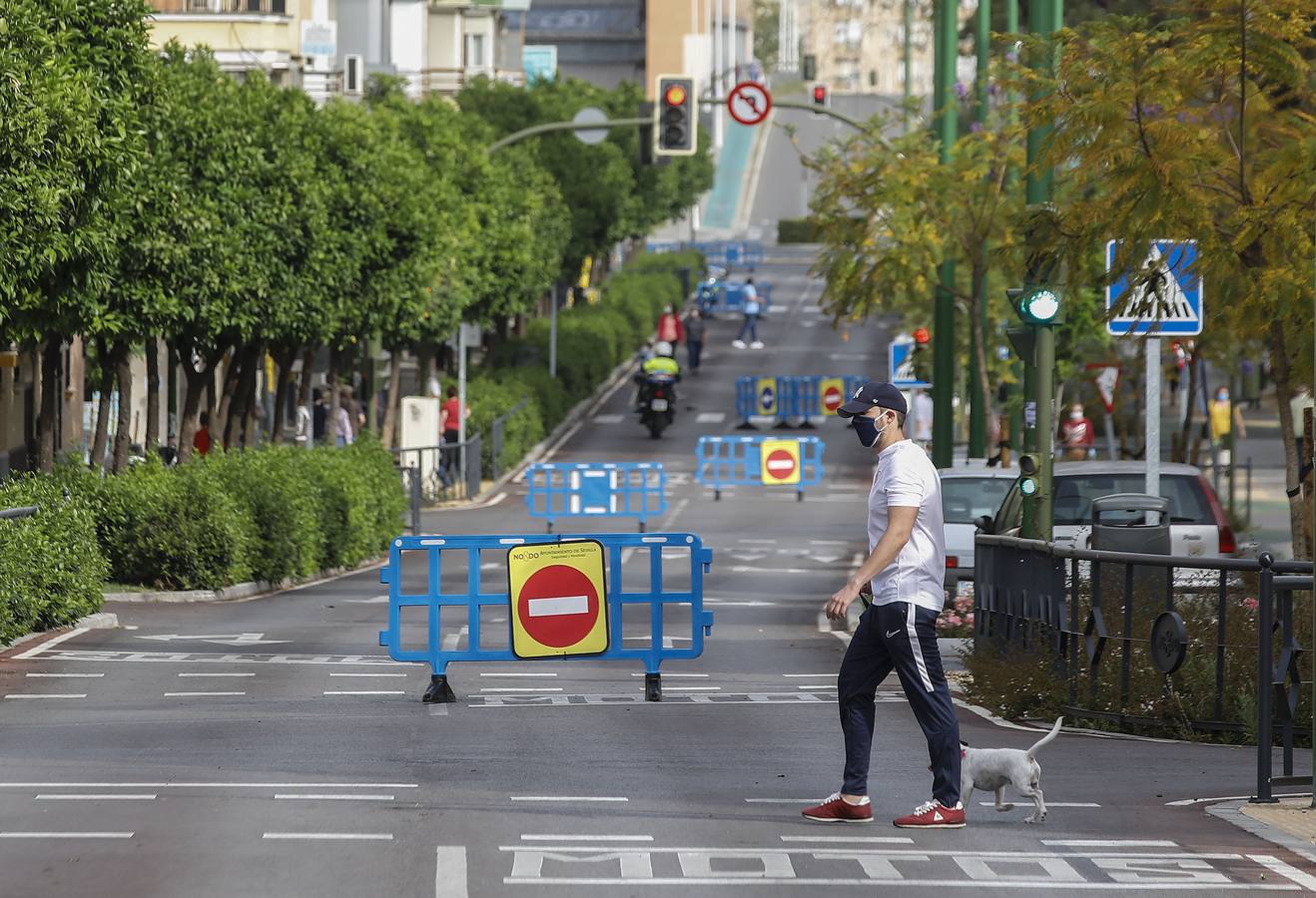 «Buen funcionamiento» del primer día de peatonalización de grandes vías en Sevilla