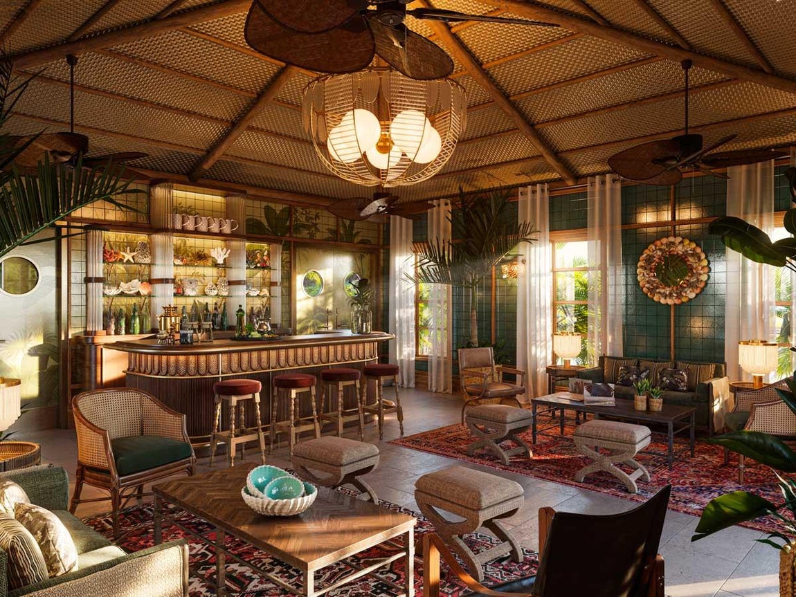 Decoración al estilo colonial. En el interior a decoración sigue un estilo colonial que parece trasladarnos en el tiempo. Rafia, madera, tejidos sutiles y una paleta cromática basada en los tierra con pinceladas de colores vivos logran crear una atmósfera de lo más relajante.