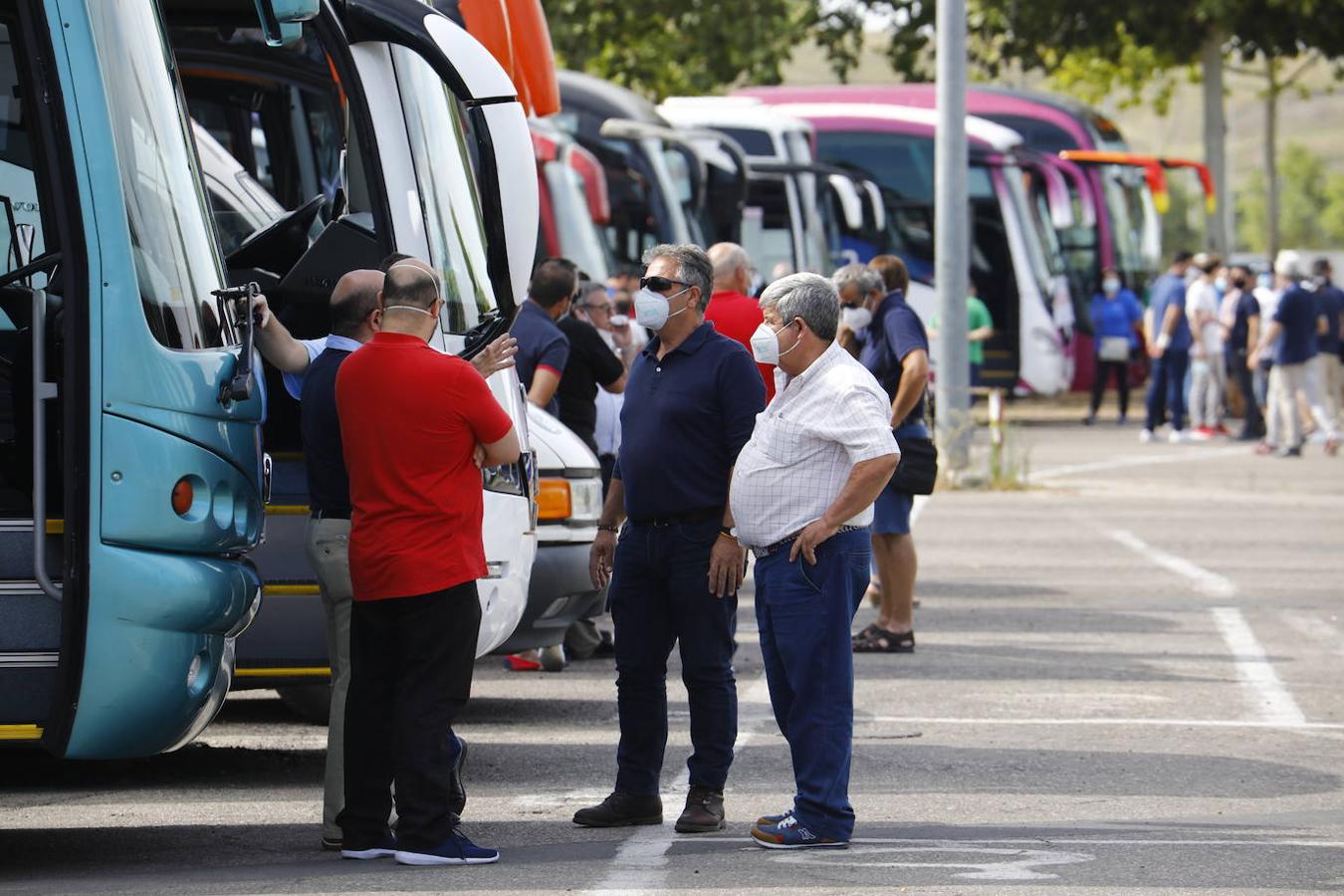 La caravana de autobuses de Córdoba, en imágenes