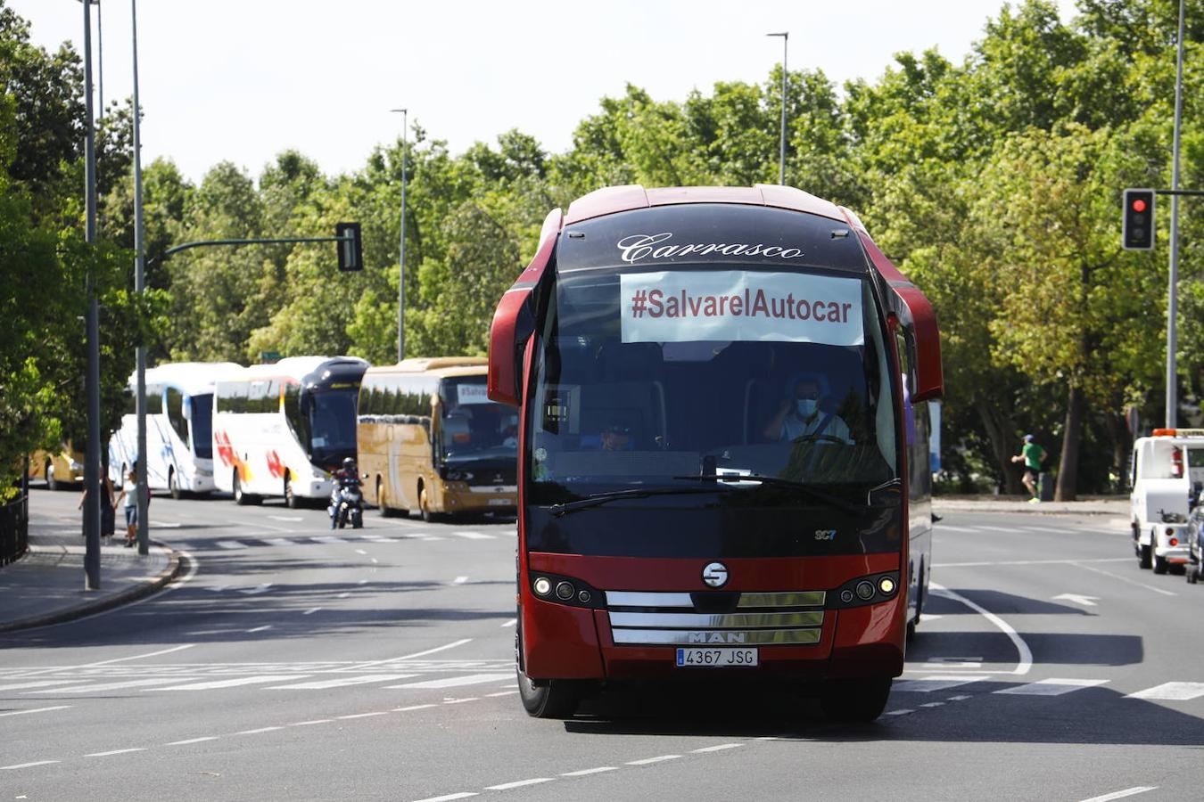 La caravana de autobuses de Córdoba, en imágenes