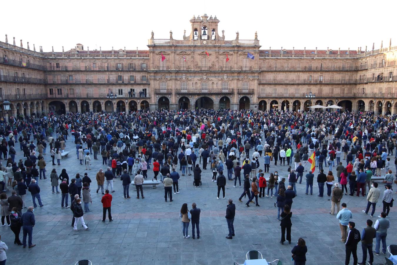 La Plaza Mayor de Salamanca durante la concentración. 