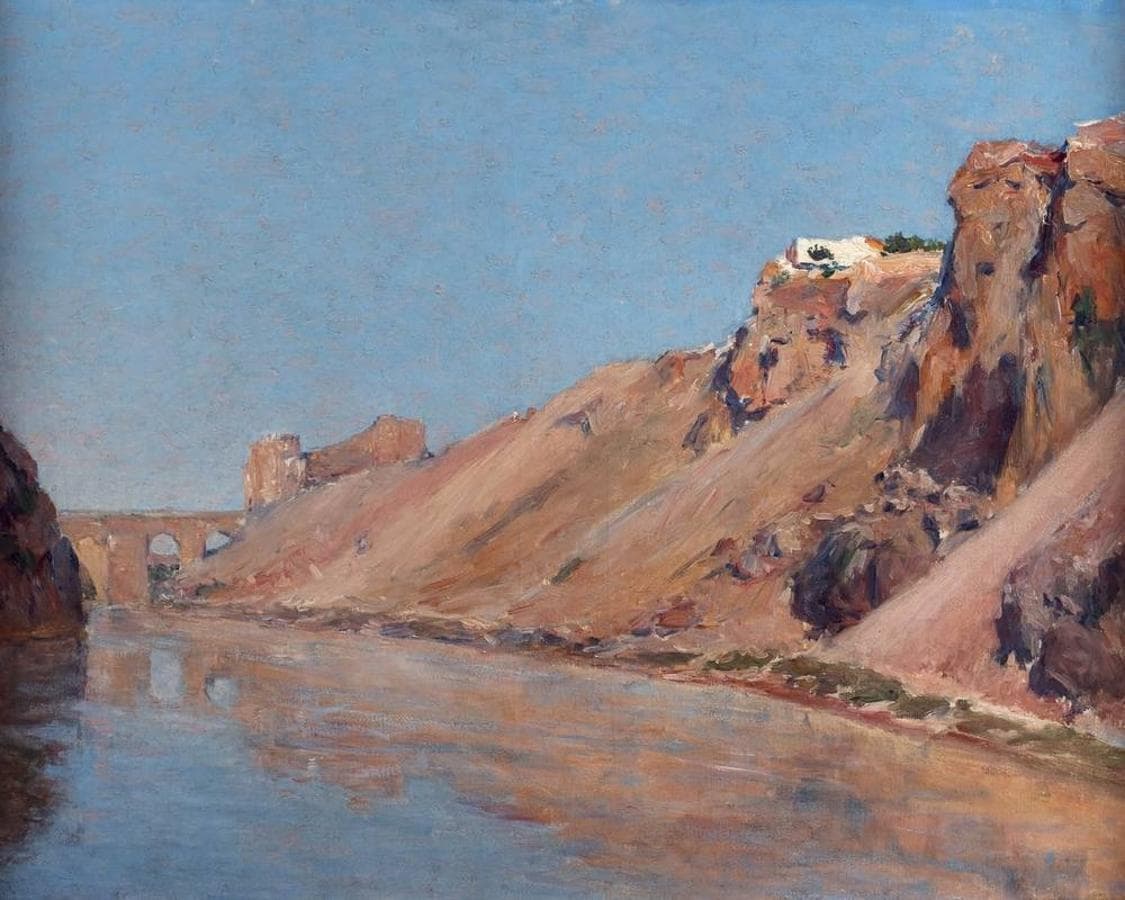 Vista del Tajo entre Roca Tarpeya y el puente de San Martín pintada hacia 1902, por Aureliano de Beruete (1845-1912). Colección particular.. 