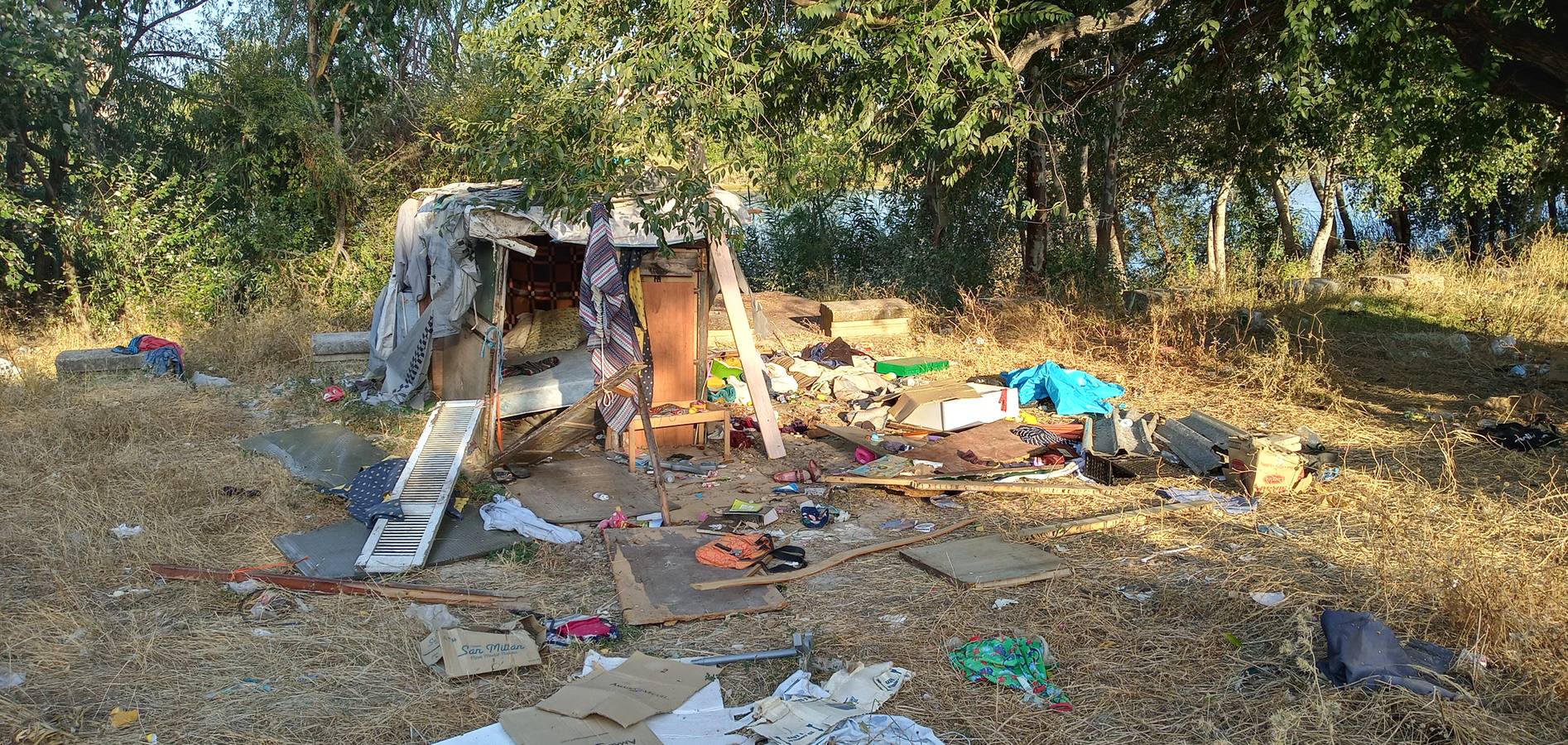 Un asentamiento de chabolas en plena ribera del río Guadalquivir