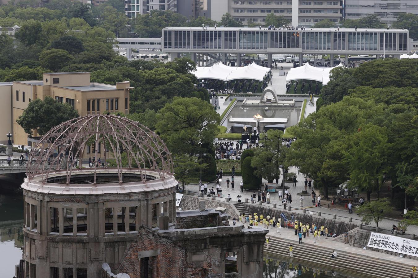 Vista del memorial dedicado a las víctimas del bombardeo de Hiroshima. 