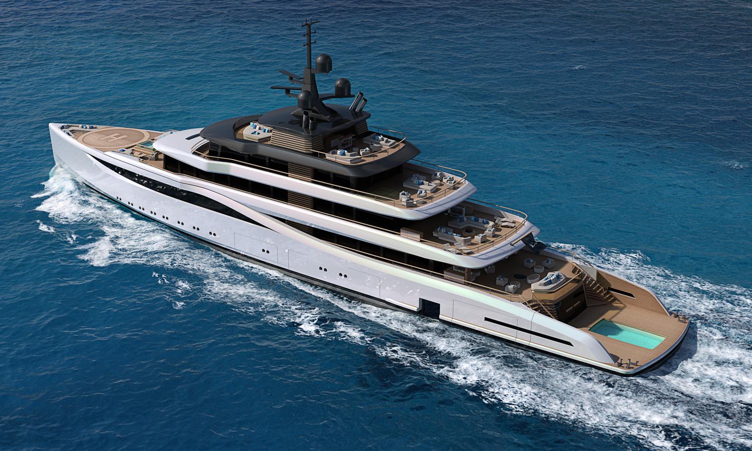 Slipstream, el súper yate de los magnates con beach club y párking de limusinas