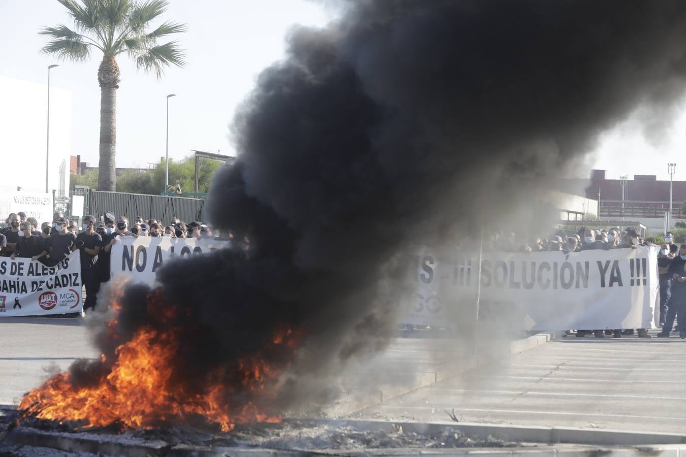 Las protestas en la factoría Alestis de Puerto Real